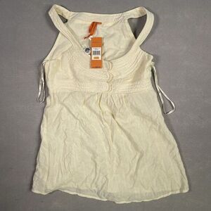BCBG Ten Novelty Top Woman Ivory‎ Small Blouse Semi Shear Lagenlook